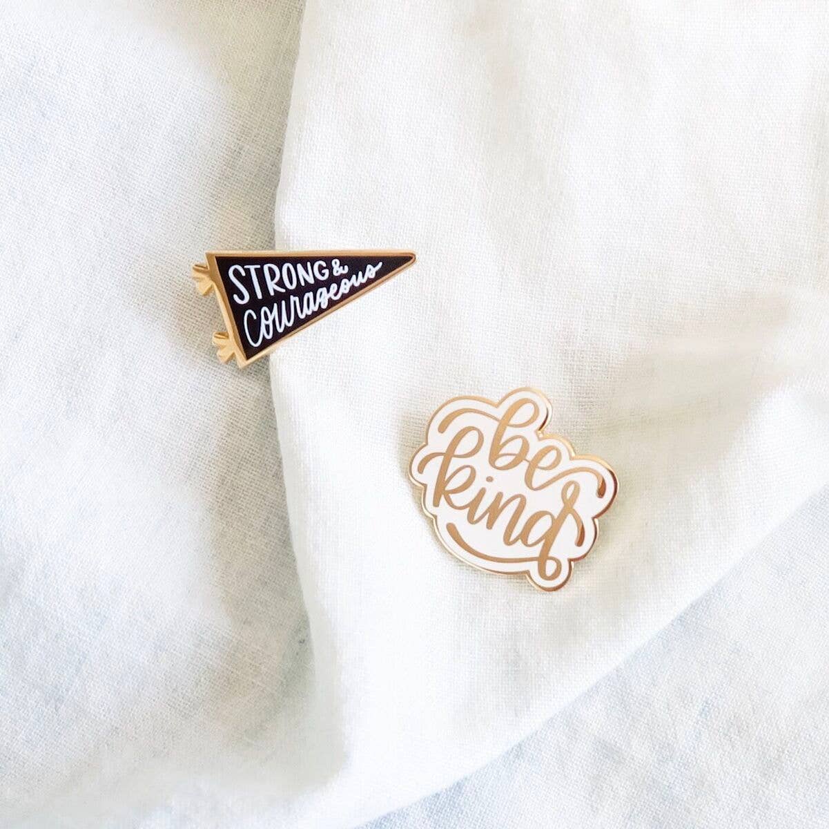 Be Kind Enamel Pin - Gold and White