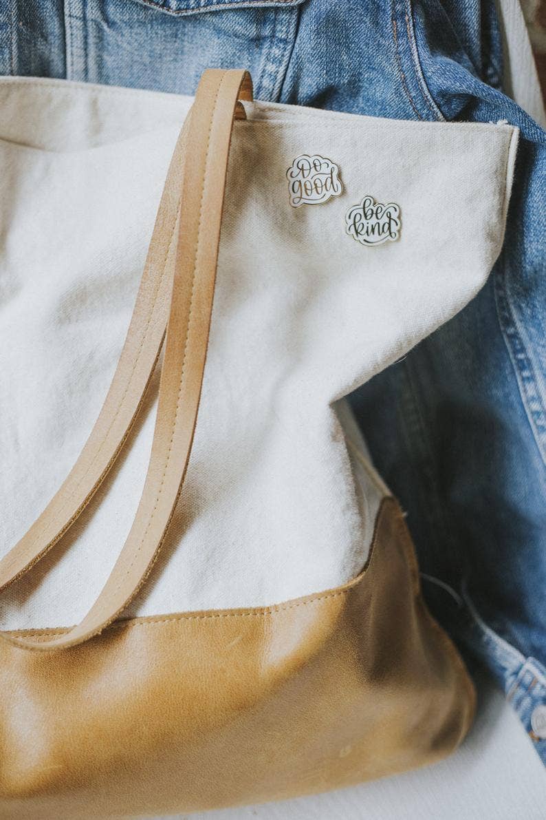 Be Kind Enamel Pin - Gold and White