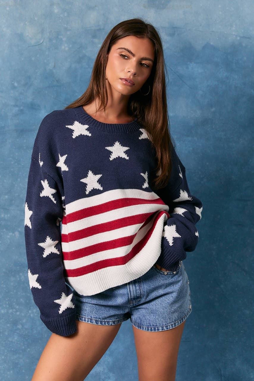 America Flag Sweater Top