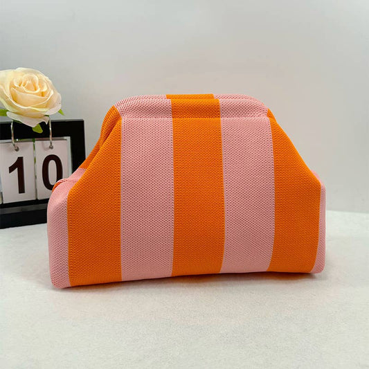 Striped Colorful Knit Clutch Bag