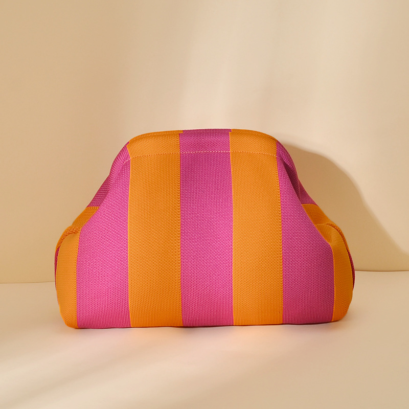 Striped Colorful Knit Clutch Bag