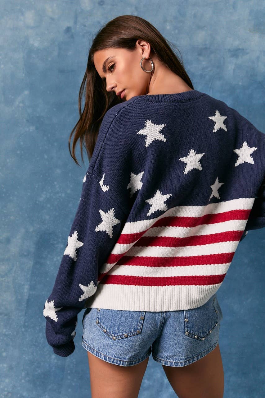 America Flag Sweater Top