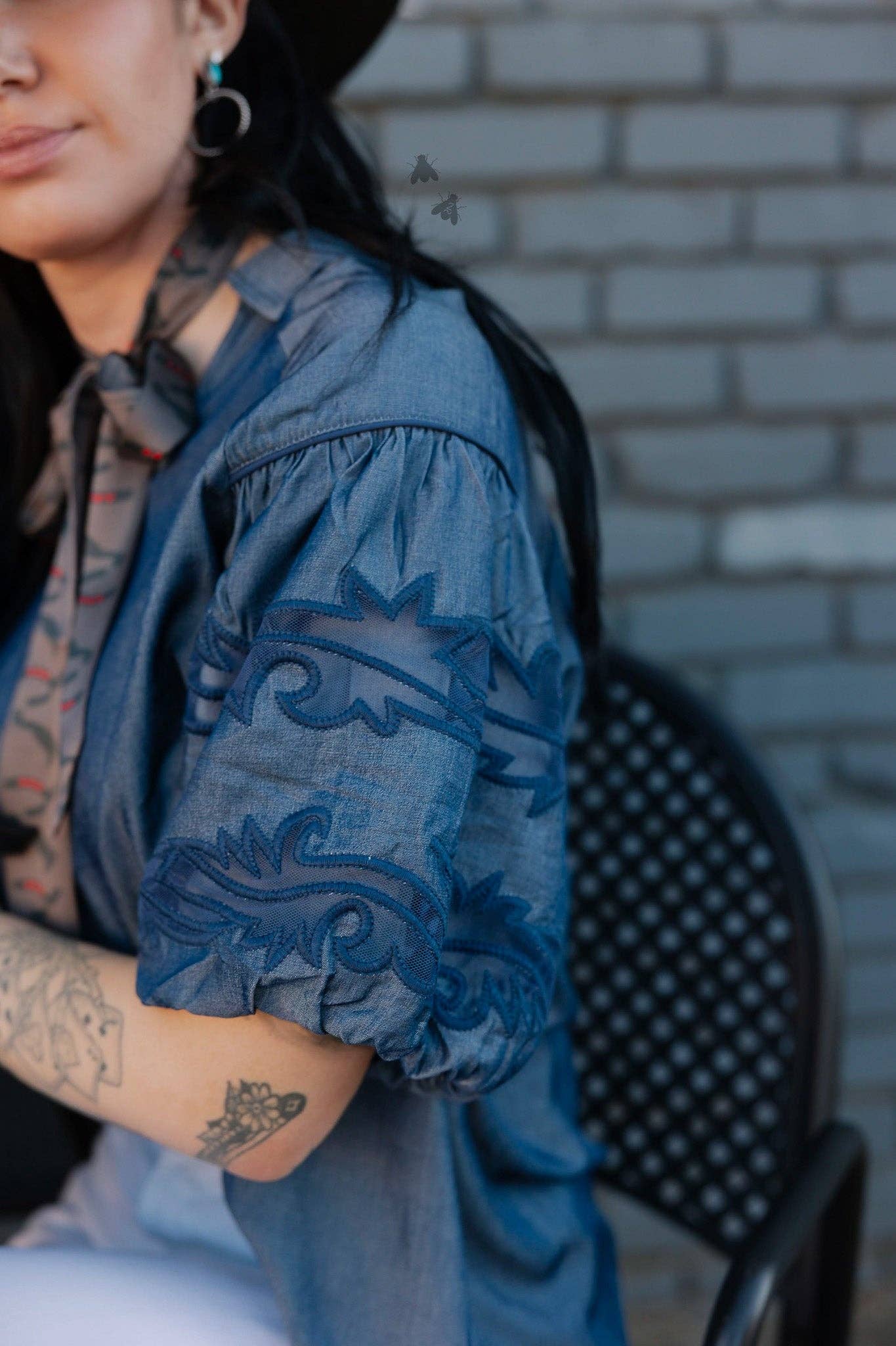 Sweet Water Stitch Denim Top