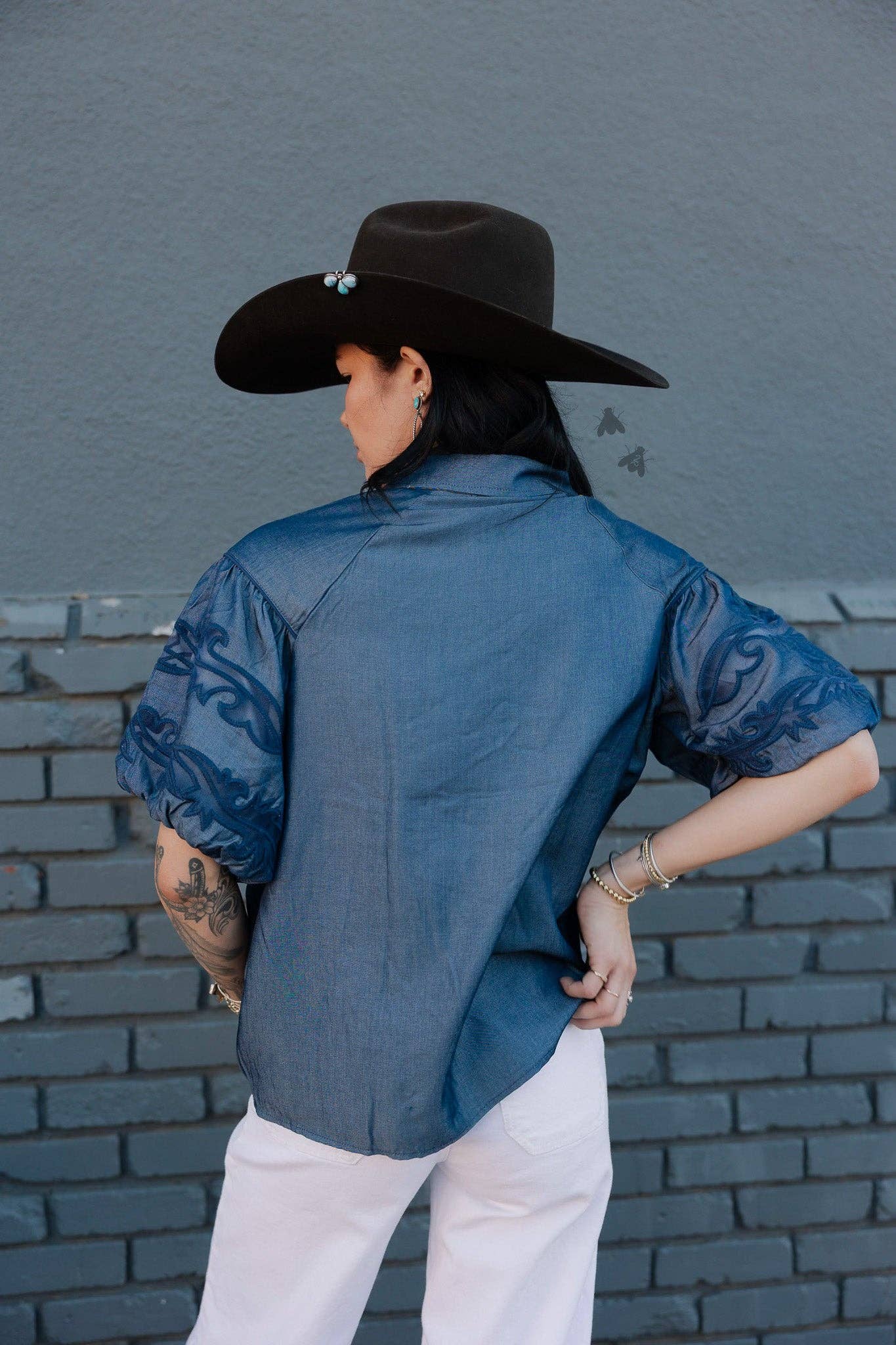 Sweet Water Stitch Denim Top