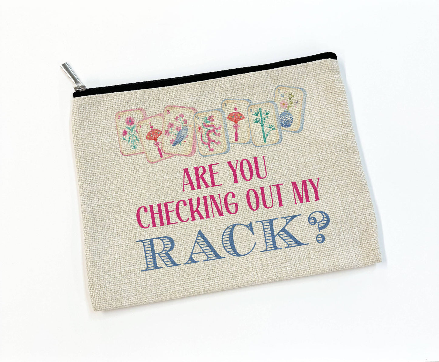 Mahjong Tile Makeup Bag Cosmetic Zipper Pouch Accessory
