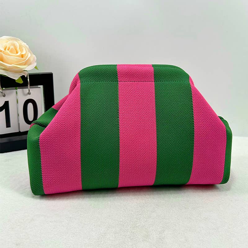 Striped Colorful Knit Clutch Bag