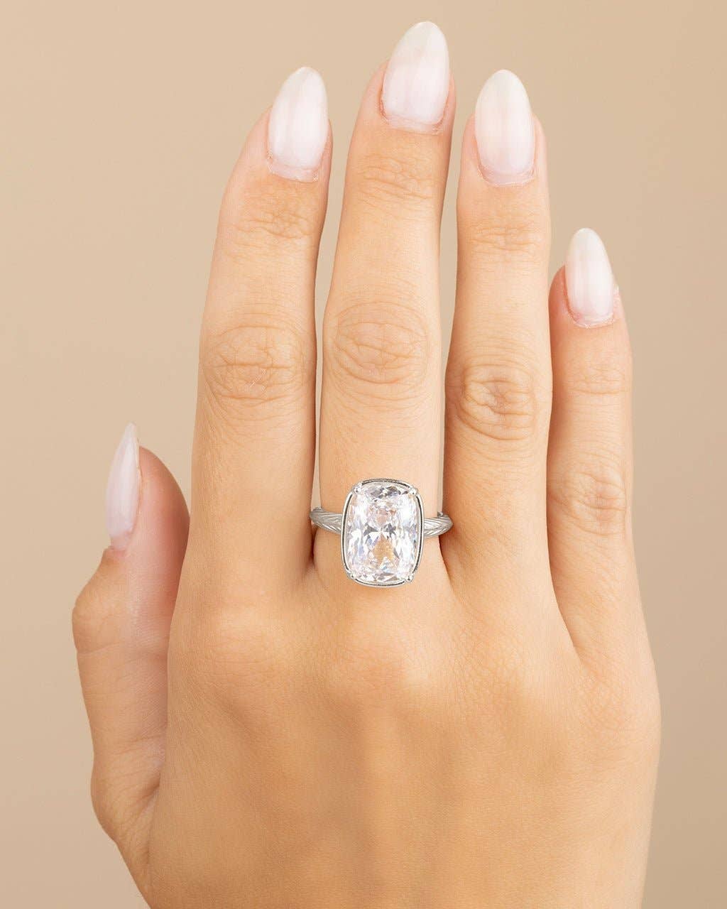 Sterling Silver Elongated Cushion Cocktail Ring