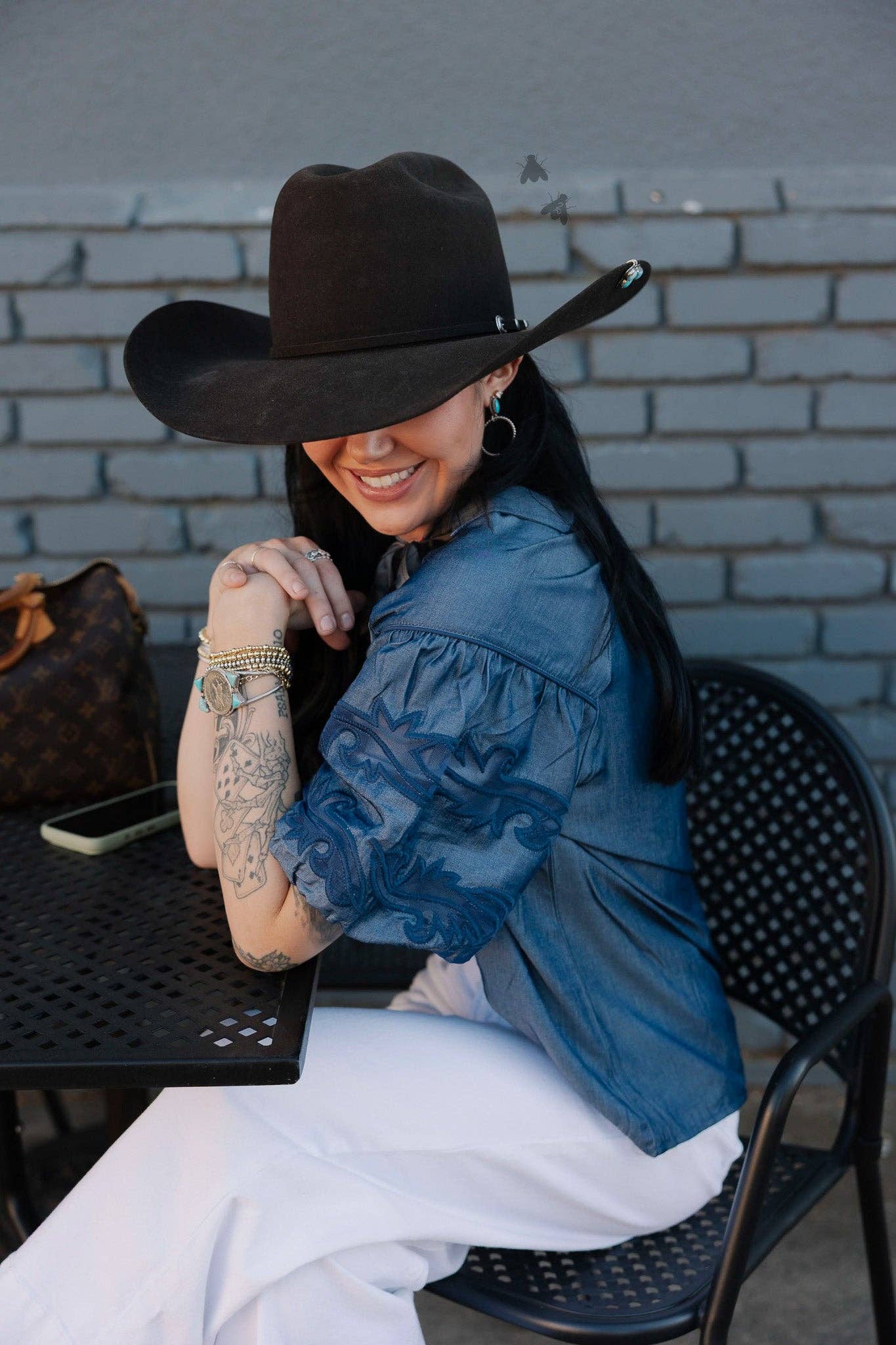 Sweet Water Stitch Denim Top