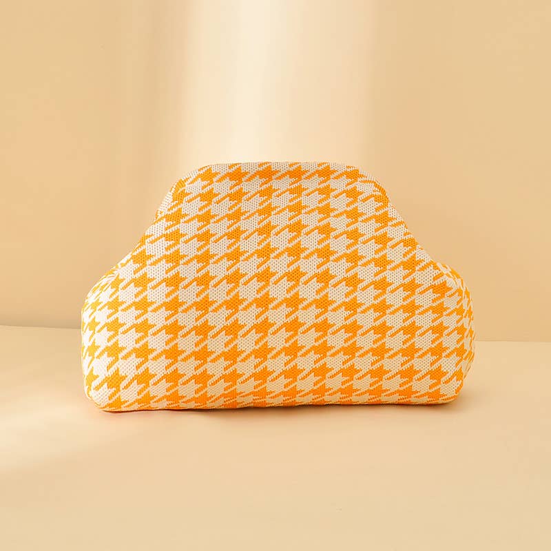 Stripe Knit Cosmetic Bag Geo Pattern Storage Clutch