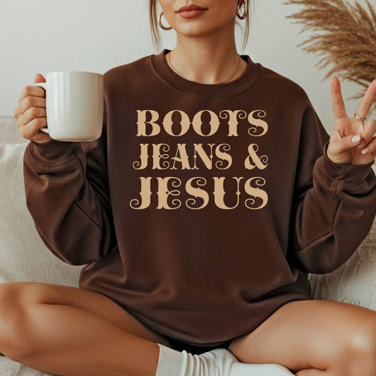 Boots Jeans and Jesus  Graphic Spring Western Sweatshirt