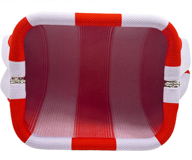 Stripe Knit Cosmetic Bag Geo Pattern Storage Clutch