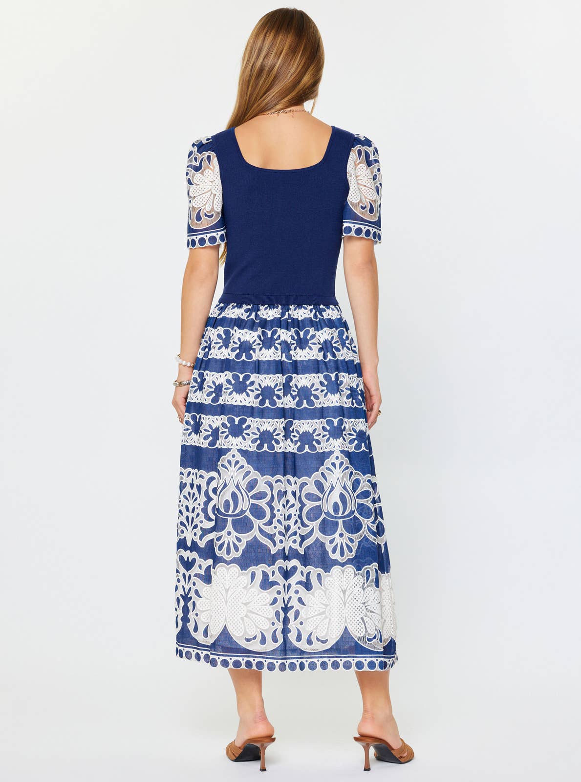 Lace Embroidered A-line Midi Dress