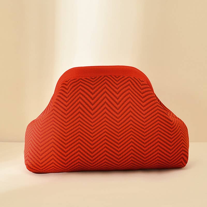 Stripe Knit Cosmetic Bag Geo Pattern Storage Clutch
